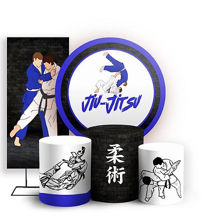 Capas Painel Redondo Trio Cilindro e Faixa Lateral Sublimado - Jiu Jitsu