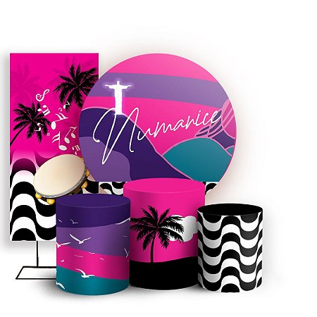 Capas Painel Redondo Trio Cilindro e Faixa Lateral Sublimado - Tardezinha Numanice