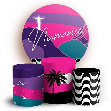 Capas Painel Redondo e Trio Cilindro Sublimado - Tardezinha Numanice