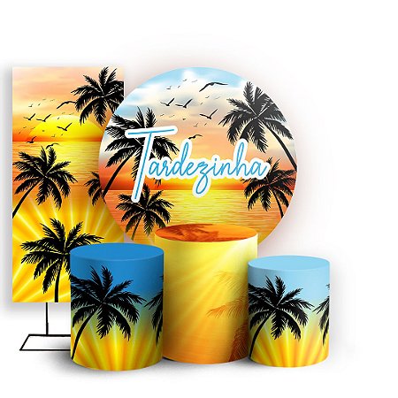 Capas Painel Redondo Trio Cilindro e Faixa Lateral Sublimado - Tardezinha