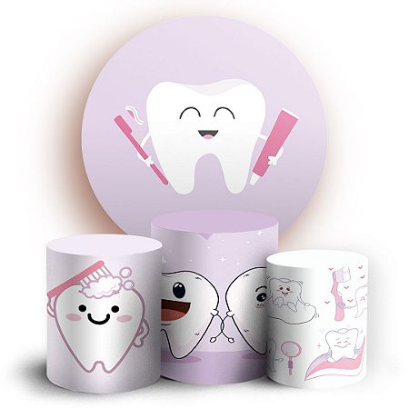 Capas Painel Redondo e Trio Cilindro Sublimado - Dentista Rosa