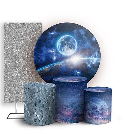 Capas Painel Redondo Trio Cilindro e Faixa Lateral Sublimado - Galáxia