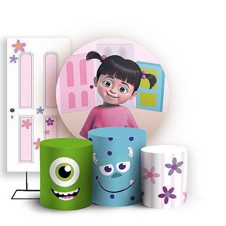 Capas Painel Redondo Trio Cilindro e Faixa Lateral Sublimado - Boo Monstros SA