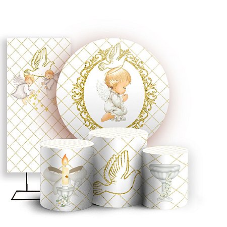 Capas Painel Redondo Trio Cilindro e Faixa Lateral Sublimado - Anjinho