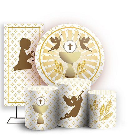 Capas Painel Redondo Trio Cilindro e Faixa Lateral Sublimado - Anjinho