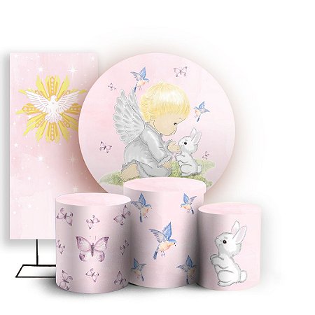 Capas Painel Redondo Trio Cilindro e Faixa Lateral Sublimado - Anjinho