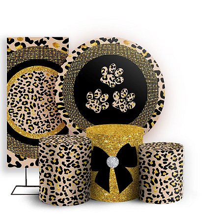 Capas Painel Redondo Trio Cilindro e Faixa Lateral Sublimado - Animal Print