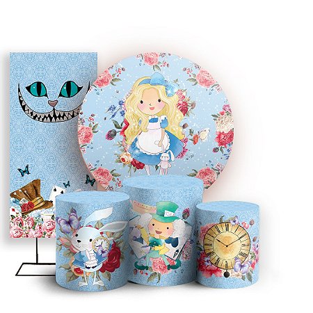 Capas Painel Redondo Trio Cilindro e Faixa Lateral Sublimado - Alice