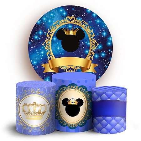 Capas Painel Redondo e Trio Cilindro Sublimado - Mickey Realeza