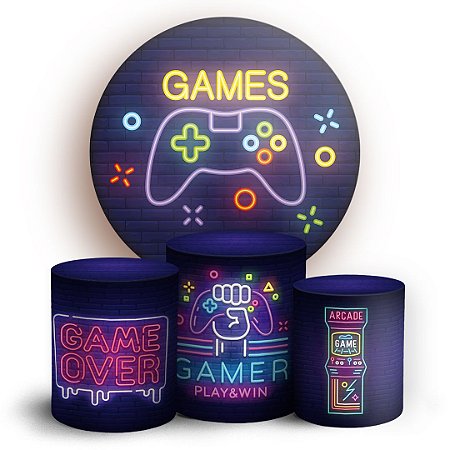 Capas Painel Redondo e Trio Cilindro Sublimado - Video Games