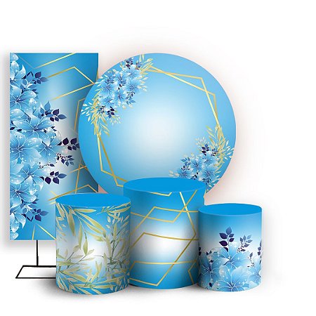 Capas Painel Redondo Trio Cilindro e Faixa Lateral Sublimado - Arabesco Floral