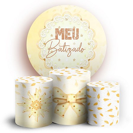 Capas Painel Redondo e Trio Cilindro Sublimado - Batizado