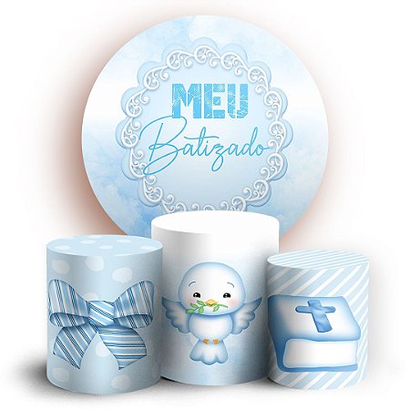 Capas Painel Redondo e Trio Cilindro Sublimado - Batizado