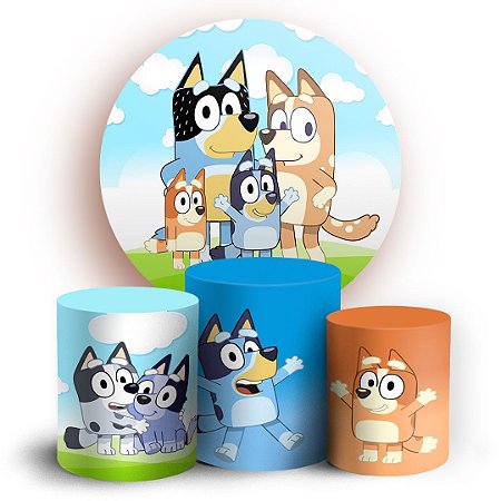 Capas Painel Redondo e Trio Cilindro Sublimado - Bluey