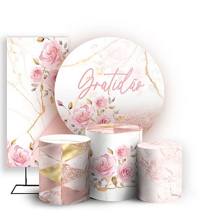 Capas Painel Redondo Trio Cilindro e Faixa Lateral Sublimado - Floral