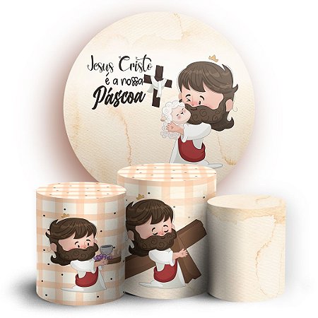 Capas Painel Redondo e Trio Cilindro Sublimado - Jesus Pascoa