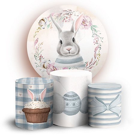 Capas Painel Redondo e Trio Cilindro Sublimado - Pascoa