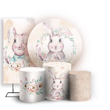 Capas Painel Redondo Trio Cilindro e Faixa Lateral Sublimado - Pascoa