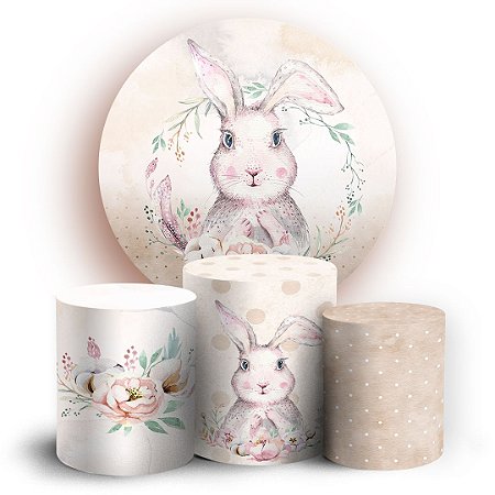 Capas Painel Redondo e Trio Cilindro Sublimado - Pascoa