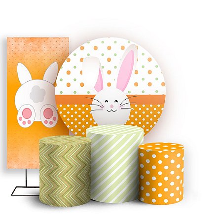 Capas Painel Redondo Trio Cilindro e Faixa Lateral Sublimado - Pascoa