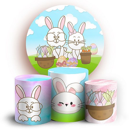 Capas Painel Redondo e Trio Cilindro Sublimado - Pascoa