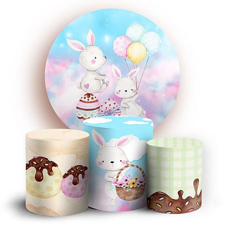 Capas Painel Redondo e Trio Cilindro Sublimado - Pascoa