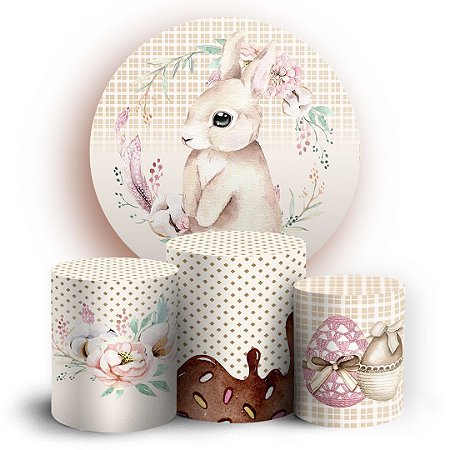 Capas Painel Redondo e Trio Cilindro Sublimado - Pascoa