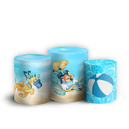 Capas Trio Cilindro Sublimado Vest Facil - Mickey Pool Party