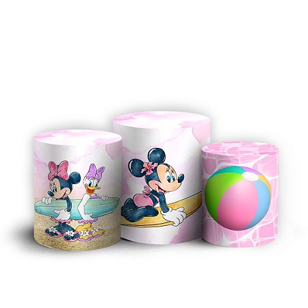Capas Trio Cilindro Sublimado Vest Facil - Minnie Pool Party