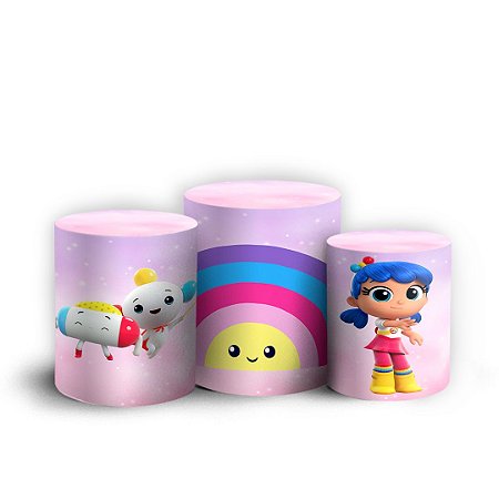 Capas Trio Cilindro Sublimado Vest Facil - Vera No Reino Do Arco Iris