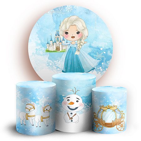 Capas Painel Redondo e Trio Cilindro Sublimado - Frozen