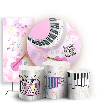 Capas Painel Redondo Trio Cilindro e Faixa Lateral Sublimado - Nota Musical