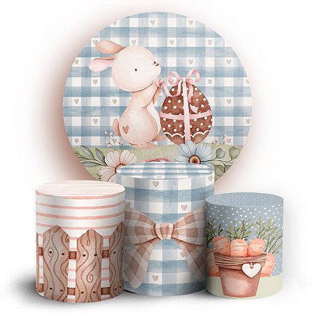 Capas Painel Redondo e Trio Cilindro Sublimado - Pascoa