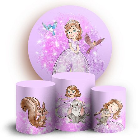 Capas Painel Redondo e Trio Cilindro Sublimado - Princesa Sofia
