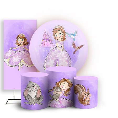 Capas Painel Redondo Trio Cilindro e Faixa Lateral Sublimado - Princesa Sofia