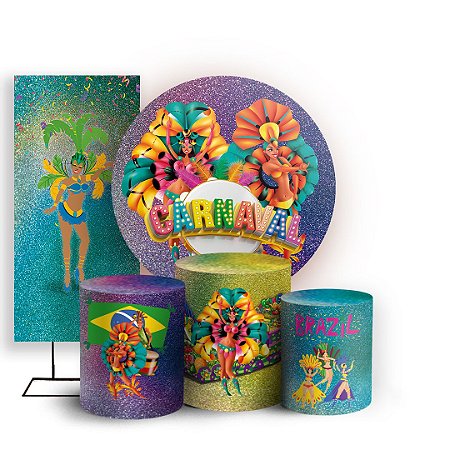 Capas Painel Redondo Trio Cilindro e Faixa Lateral Sublimado - Carnaval