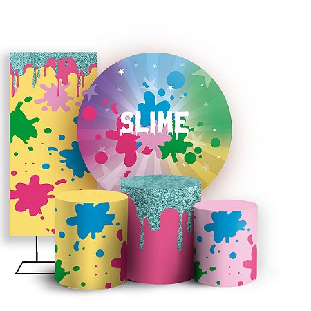 Capas Painel Redondo Trio Cilindro e Faixa Lateral Sublimado - Slime
