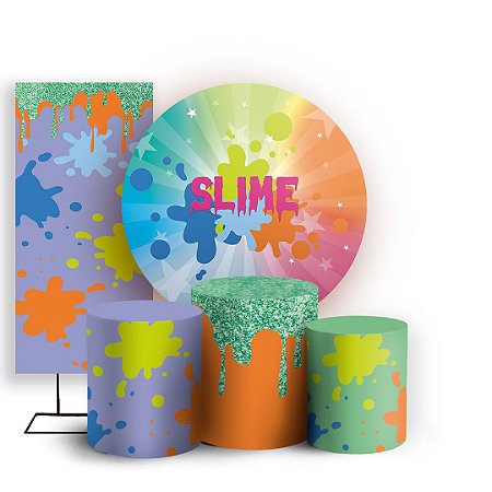 Capas Painel Redondo Trio Cilindro e Faixa Lateral Sublimado - Slime