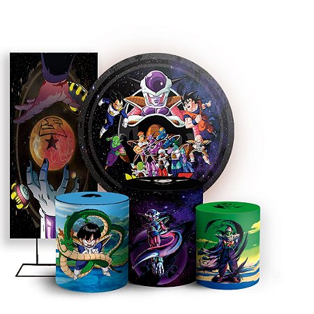 Capas Painel Redondo Trio Cilindro e Faixa Lateral Sublimado - Dragon Ball
