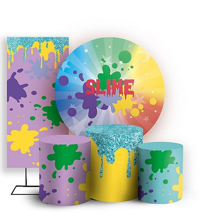 Capas Painel Redondo Trio Cilindro e Faixa Lateral Sublimado - Slime