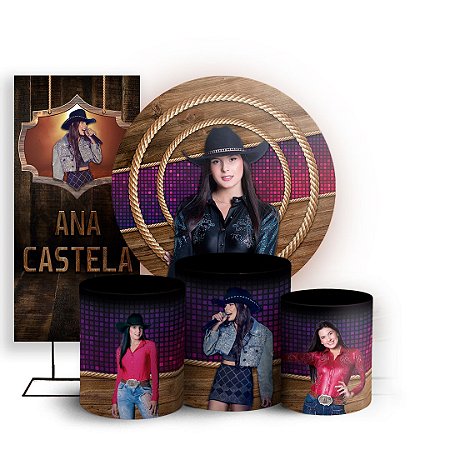 Capas Painel Redondo Trio Cilindro e Faixa Lateral Sublimado - Ana Castela