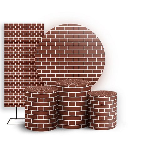 Capas Painel Redondo Trio Cilindro e Faixa Lateral Sublimado - Tijolos