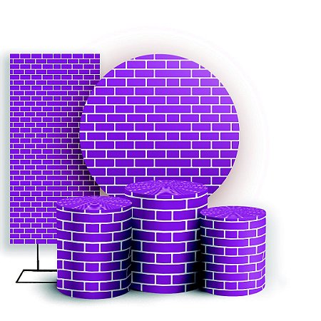 Capas Painel Redondo Trio Cilindro e Faixa Lateral Sublimado - Tijolos