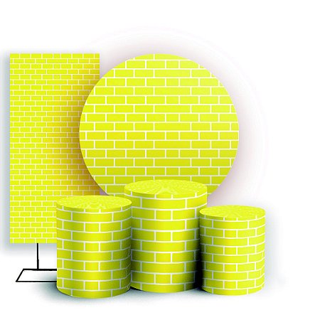 Capas Painel Redondo Trio Cilindro e Faixa Lateral Sublimado - Tijolos