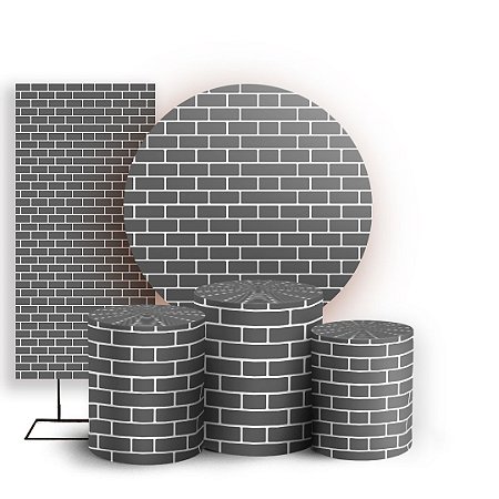 Capas Painel Redondo Trio Cilindro e Faixa Lateral Sublimado - Tijolo