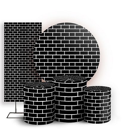 Capas Painel Redondo Trio Cilindro e Faixa Lateral Sublimado - Tijolo