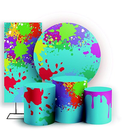 Capas Painel Redondo Trio Cilindro e Faixa Lateral Sublimado - Slime