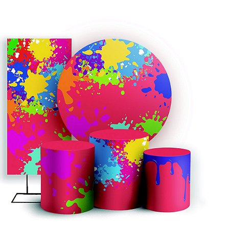 Capas Painel Redondo Trio Cilindro e Faixa Lateral Sublimado - Slime