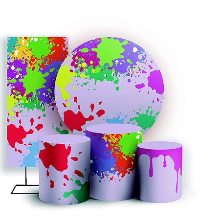 Capas Painel Redondo Trio Cilindro e Faixa Lateral Sublimado - Slime