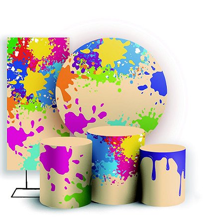 Capas Painel Redondo Trio Cilindro e Faixa Lateral Sublimado - Slime